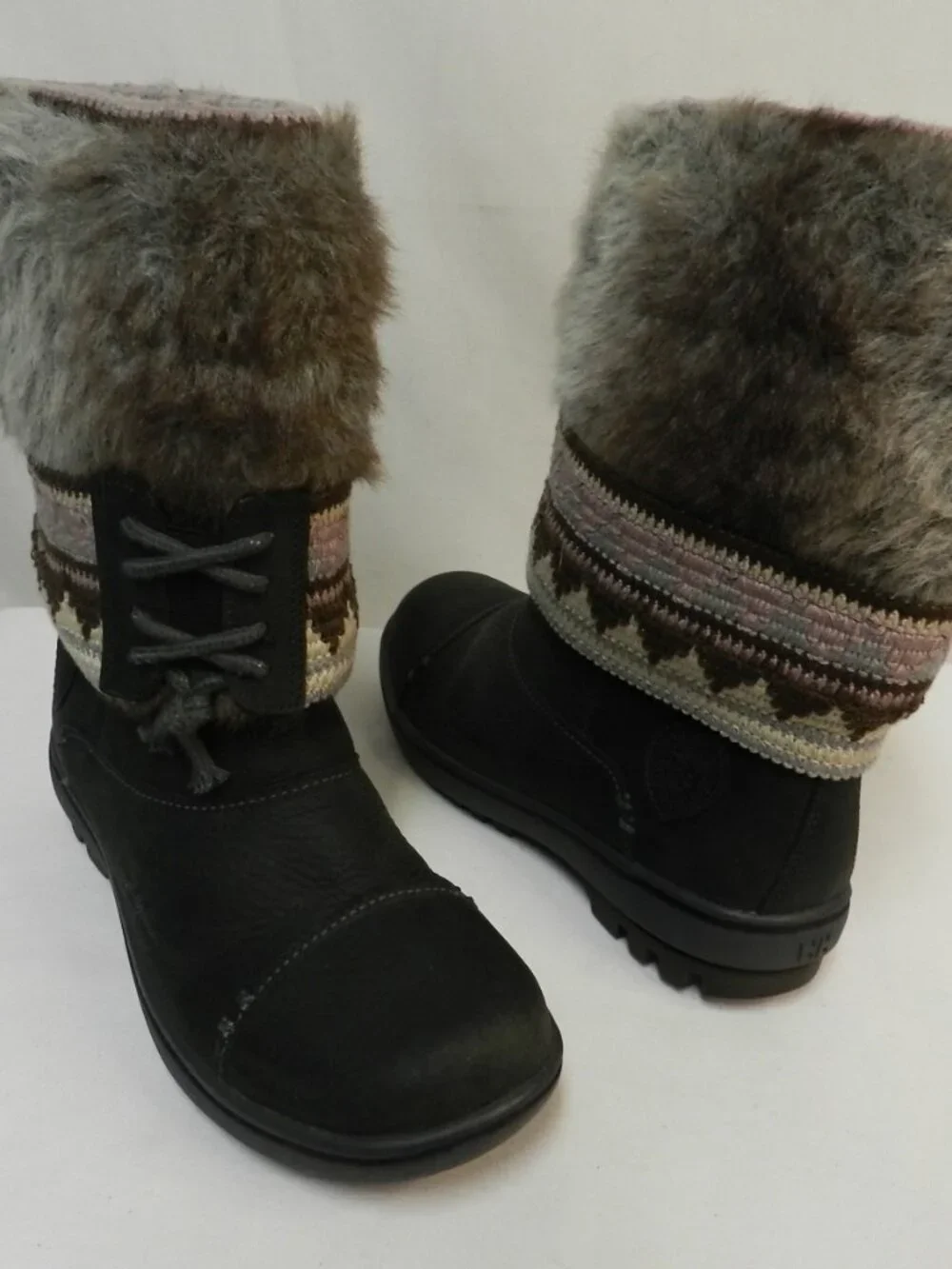 Helly Hansen Water Resistant Leather faux fur mid calf boots felt lined Size 7